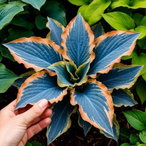 Хоста Океан Вью купить по цене от 960р. в интернет-магазине «Посадика» с доставкой почтой в в Алейске и по всей России – [изображение №1].